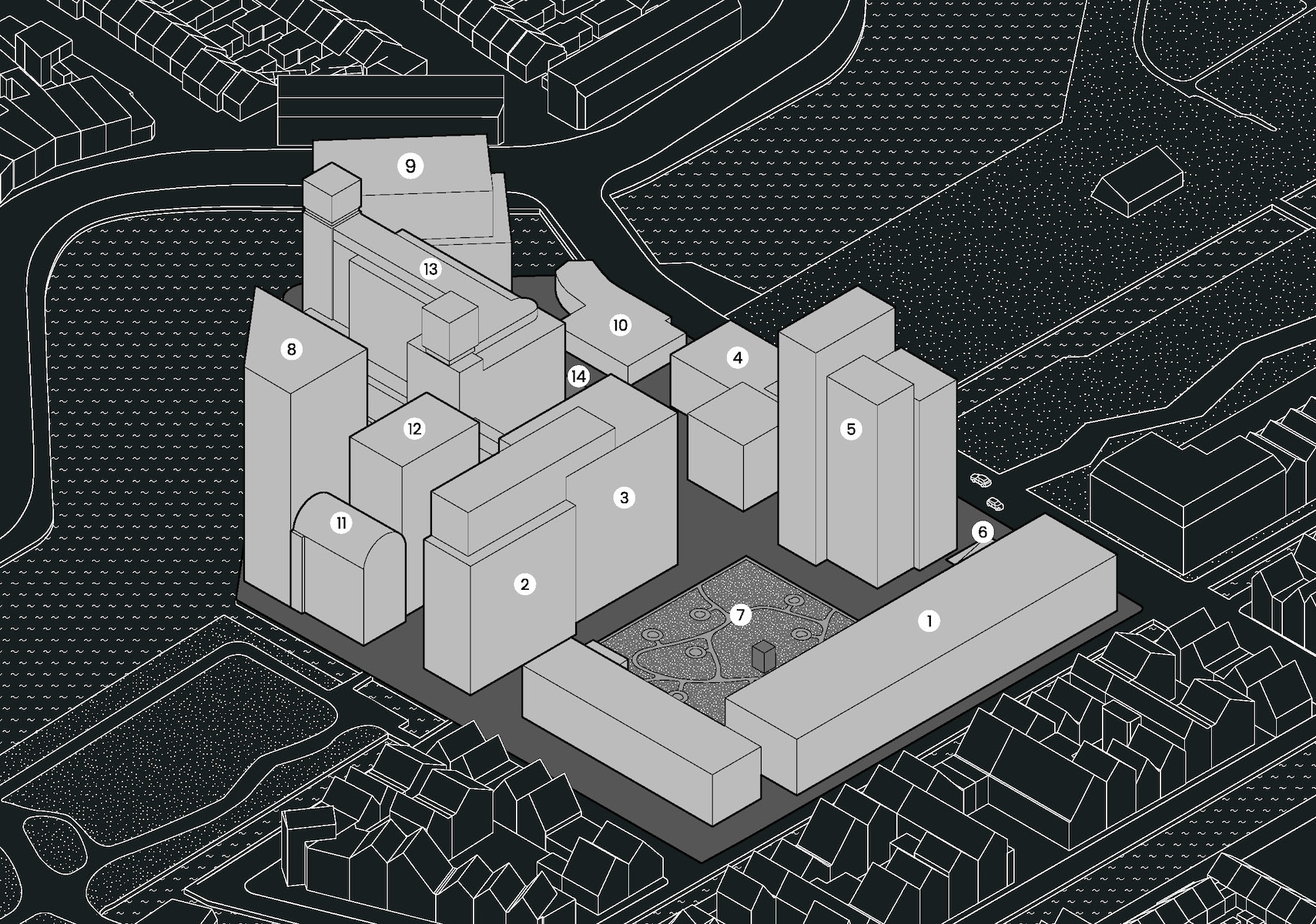 Concept De Meelfabriek in Leiden, Terrein met alle gebouwen