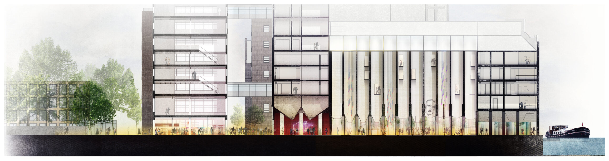 Hotel in De Meelfabriek in Leiden.Silogebouw van De Meelfabriek