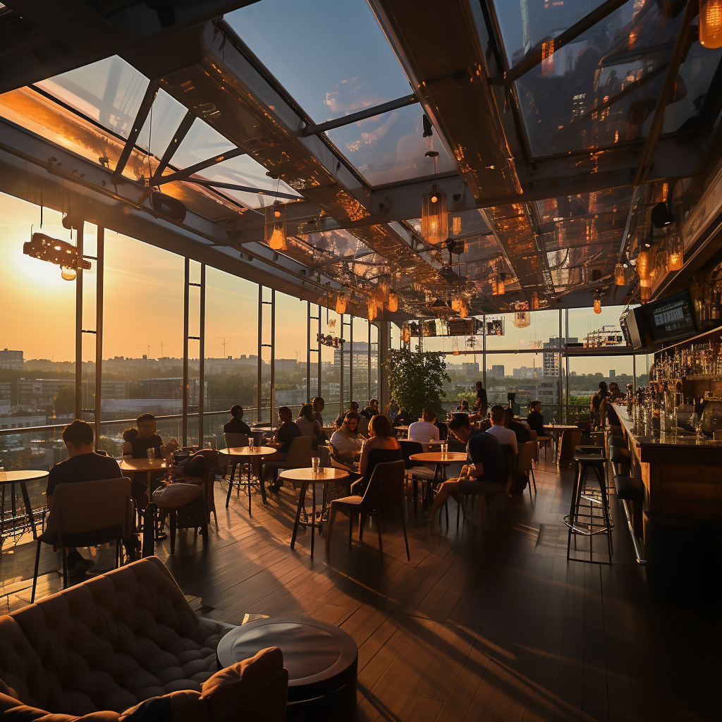 Sky Bar of Rooftop restaurant van De Meelfabriek in Leiden